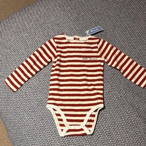 Jacadi Red and White Striped Bodysuit NWT